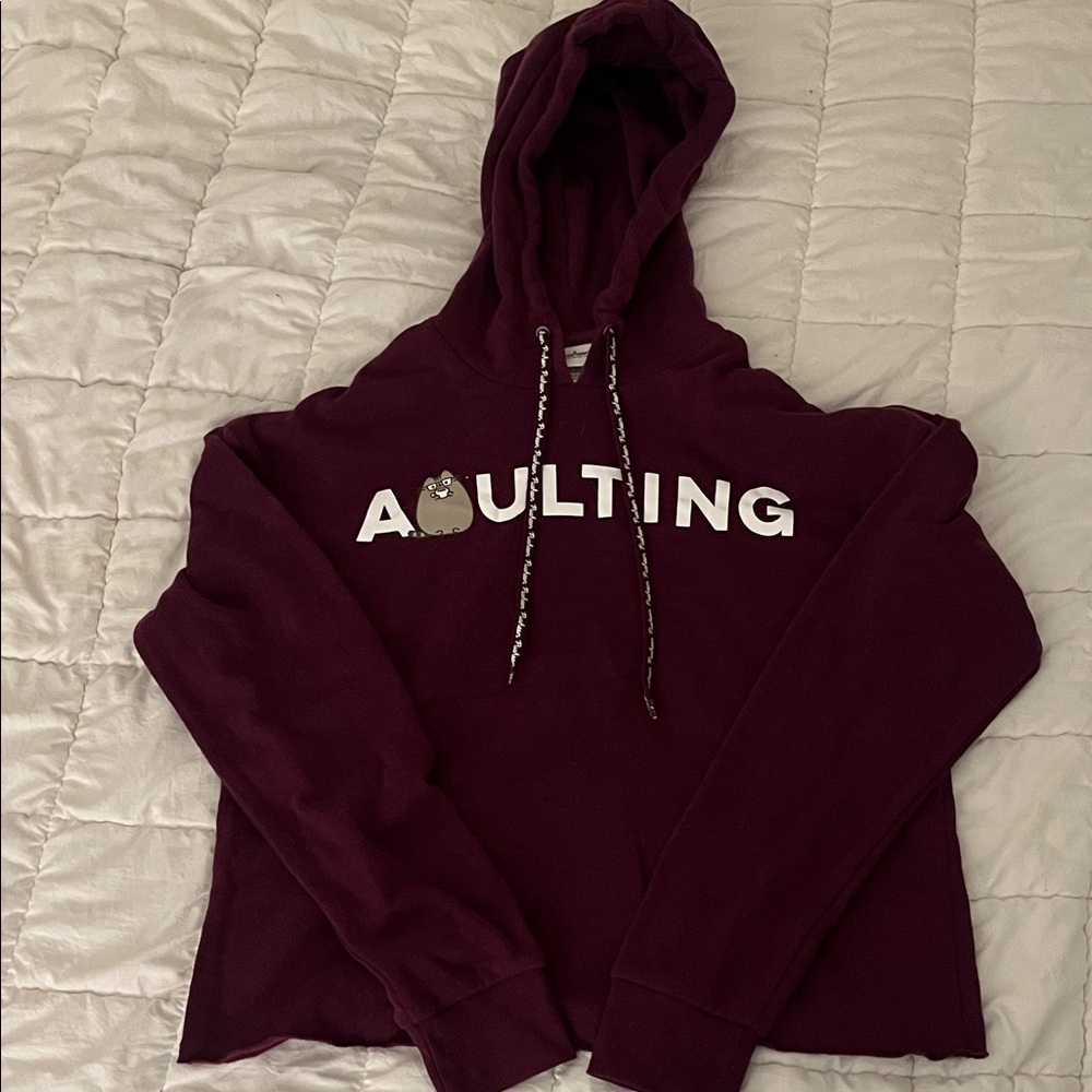 Pusheen Maroon “Adulting” Hoodie Sweatshirt